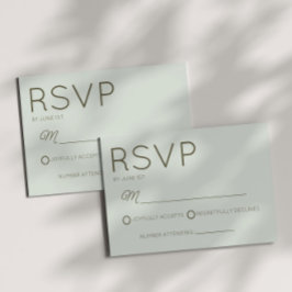 Modern Minimal Minimalist Sage Green Wedding RSVP Kaartje