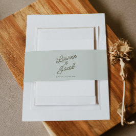 Modern Minimal Minimalist Sage Green Wedding Uitnodigingen Wikkel