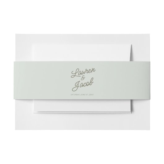 Modern Minimal Minimalist Sage Green Wedding Uitnodigingen Wikkel (Voorkant Voorbeeld)