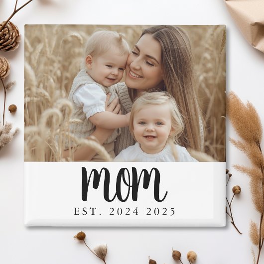 Modern Minimal Mom Established Photo Gift Magnet