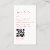 Modern Minimal Monogram Blush Oranje QR-code Visitekaartje (Achterkant)