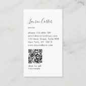 Modern Minimal Monogram Darkblue QR-code Visitekaartje (Achterkant)