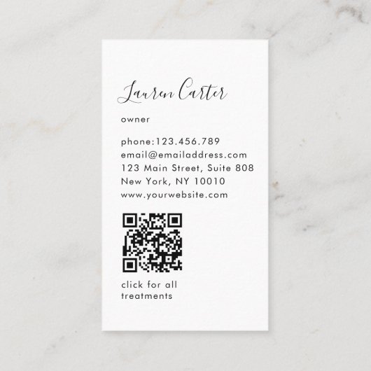 Modern Minimal Monogram Darkblue QR-code Visitekaartje (Achterkant)