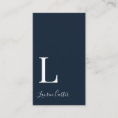 Modern Minimal Monogram Darkblue QR-code Visitekaartje (Voorkant)