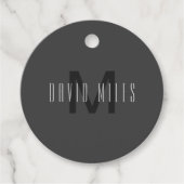 Modern Minimal Monogram Design Bewerkbaar Donkergr Bedankjes Labels (Voorkant)