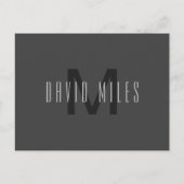 Modern Minimal Monogram Design Bewerkbaar Donkergr Briefkaart (Voorkant)