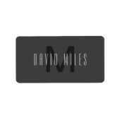 Modern Minimal Monogram Design Bewerkbaar Donkergr Etiket (Voorkant)