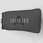 Modern Minimal Monogram Design Bewerkbaar Donkergr Golfheadcover (Voorkant)