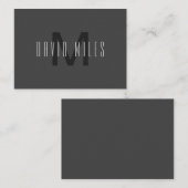 Modern Minimal Monogram Design Bewerkbaar Donkergr Notitiekaartje (Voorkant / Achterkant)