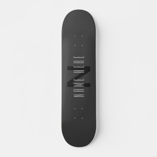 Modern Minimal Monogram Design Bewerkbaar Donkergr Persoonlijk Skateboard (Voorkant)