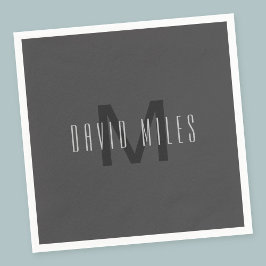 Modern Minimal Monogram Design Bewerkbaar Donkergr Servet