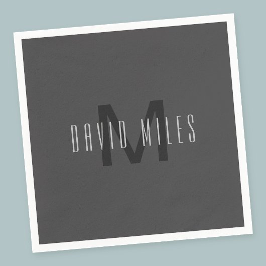 Modern Minimal Monogram Design Bewerkbaar Donkergr Servet