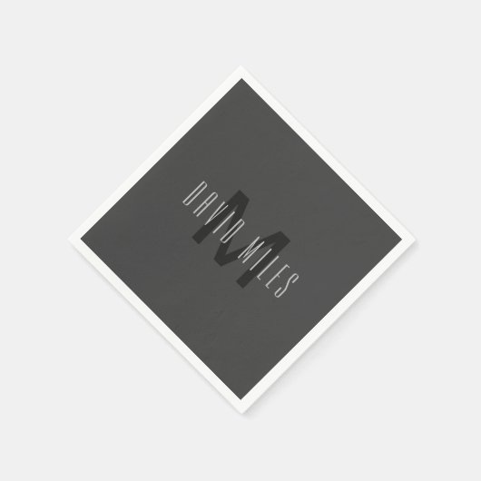 Modern Minimal Monogram Design Bewerkbaar Donkergr Servet (Hoek)
