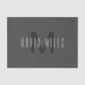 Modern Minimal Monogram Design Bewerkbaar Donkergr Tissuepapier (Voorkant)