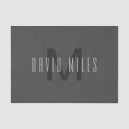 Modern Minimal Monogram Design Bewerkbaar Donkergr Tissuepapier