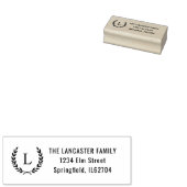 Modern Minimal Monogram Familienaam Retouradres Rubberstempel (Gestempeld)