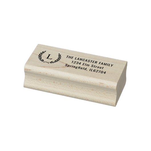 Modern Minimal Monogram Familienaam Retouradres Rubberstempel (Stempel)