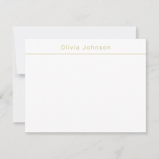 Modern Minimal  Monogram Name White Flat Note Card Notitiekaartje (Voorkant)