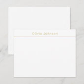 Modern Minimal  Monogram Name White Flat Note Card Notitiekaartje (Voorkant / Achterkant)