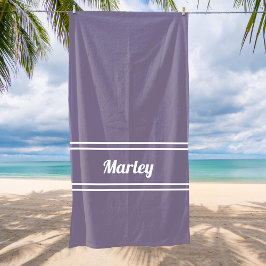 Modern Minimal Monogram Script Sjabloon Paars Strandlaken