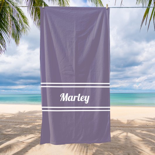 Modern Minimal Monogram Script Sjabloon Paars Strandlaken