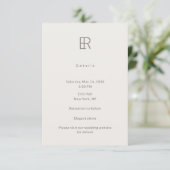 Modern Minimal Monogram Wedding Details Card Informatiekaartje (Staand voorkant)