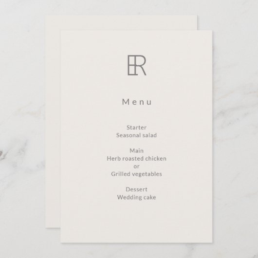 Modern Minimal Monogram Wedding Menu (Voorkant / Achterkant)