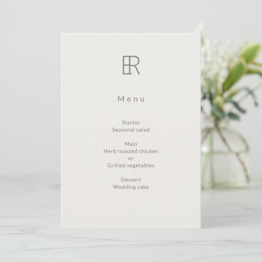 Modern Minimal Monogram Wedding Menu (Staand voorkant)