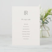 Modern Minimal Monogram Wedding Program Programmakaart (Staand voorkant)