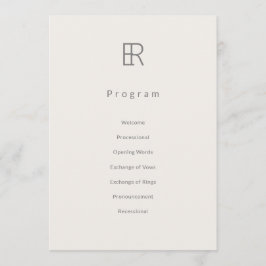 Modern Minimal Monogram Wedding Program Programmakaart
