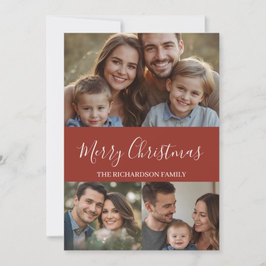 Modern Minimal Multi-Photo Christmas Feestdagenkaart (Voorkant)