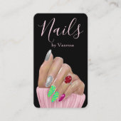 Modern Minimal Nail Technician QR Code Chic Visitekaartje (Voorkant)