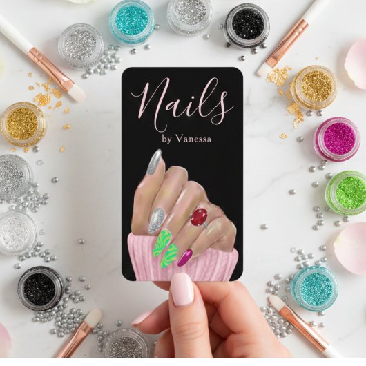 Modern Minimal Nail Technician QR Code Chic Visitekaartje