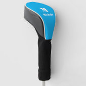 Modern Minimal Name Initiaal Effen Kleur Blauw Golfheadcover (Schuin)