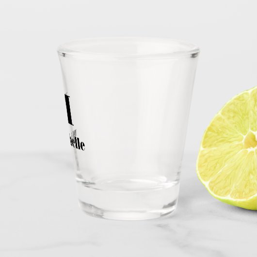 Modern Minimal Name Initiaal Letter Effen Kleur Shot Glas (Rechts)