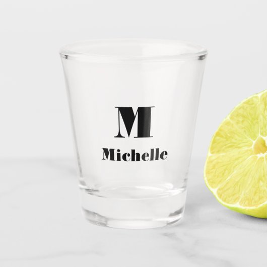 Modern Minimal Name Initiaal Letter Effen Kleur Shot Glas (Voorkant)