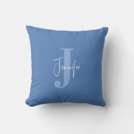 Modern Minimal Name Initiaal Monogram Dusty Blue Kussen