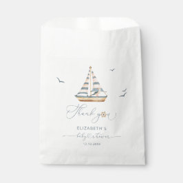 Modern Minimal Nautical Sailboat Baby shower Bedankzakje