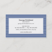 MODERN MINIMAL nautisch gestreepte marineblauw wit Visitekaartje (Achterkant)