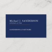 Modern minimal navy blue attorney at law visitekaartje (Voorkant)