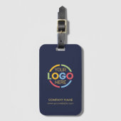 Modern Minimal Navy Blue Business Logo Medewerker Bagagelabel (Voorkant (verticaal))