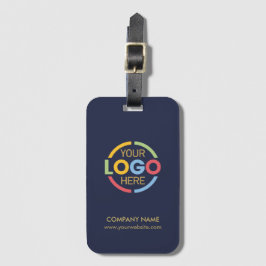 Modern Minimal Navy Blue Business Logo Medewerker Bagagelabel