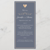 Modern Minimal Navy Blue Heart Wedding Menu (Voorkant)
