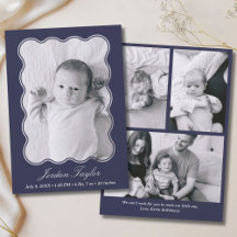 Modern Minimal Navy Blue Pasgeboren Baby Geboorte