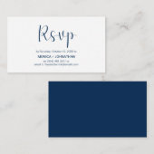 Modern Minimal, Navy Blue, RSVP reageren Informatiekaartje (Voorkant / Achterkant)