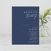 Modern Minimal Navy Blue Silver Brunch en Bubble Kaart (Staand voorkant)