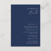 Modern Minimal Navy Blue Silver Schedule of Events Informatiekaartje (Voorkant)