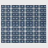 Modern Minimal Navy Snow Plaid Christmas Wrapping Cadeaupapier (Vlak)