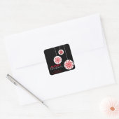 Modern Minimal Nordic Zwart Rood Wit Kerstmis Vierkante Sticker (Envelop)