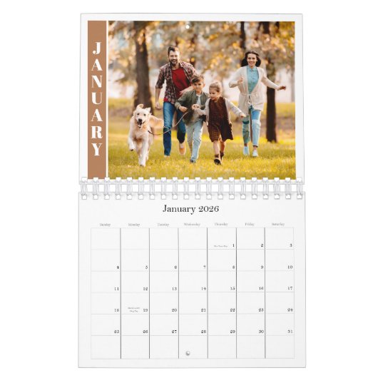 Modern Minimal One Photo Per Month Terracotta Kalender (Jan 2026)
